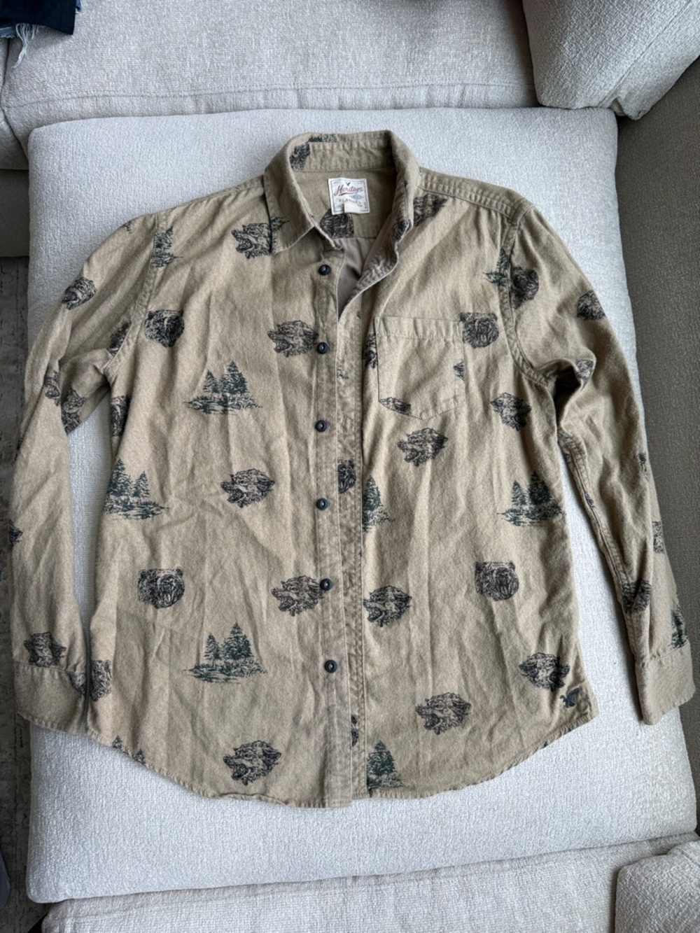Men's Beige Printed flannel